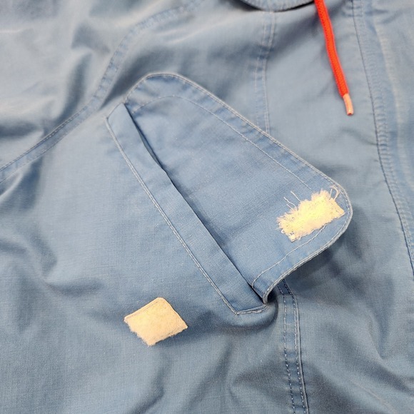 VTG 80s Abercrombie & Fitch Blue Red Mens M Hooded Japara Jacket Stowaway Hood - Picture 5 of 16